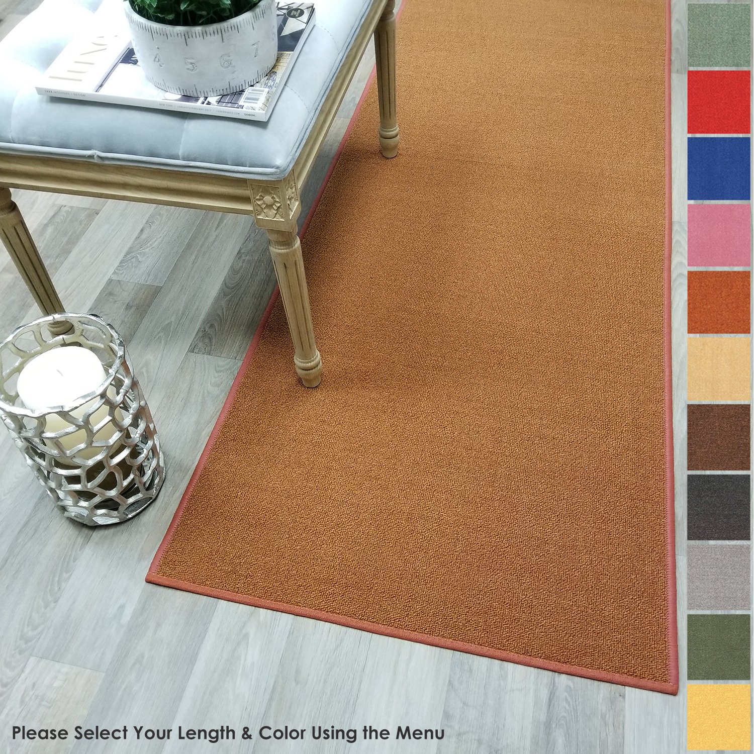 Custom Size BurntOrange Solid Plain Rubber Backed NonSlip