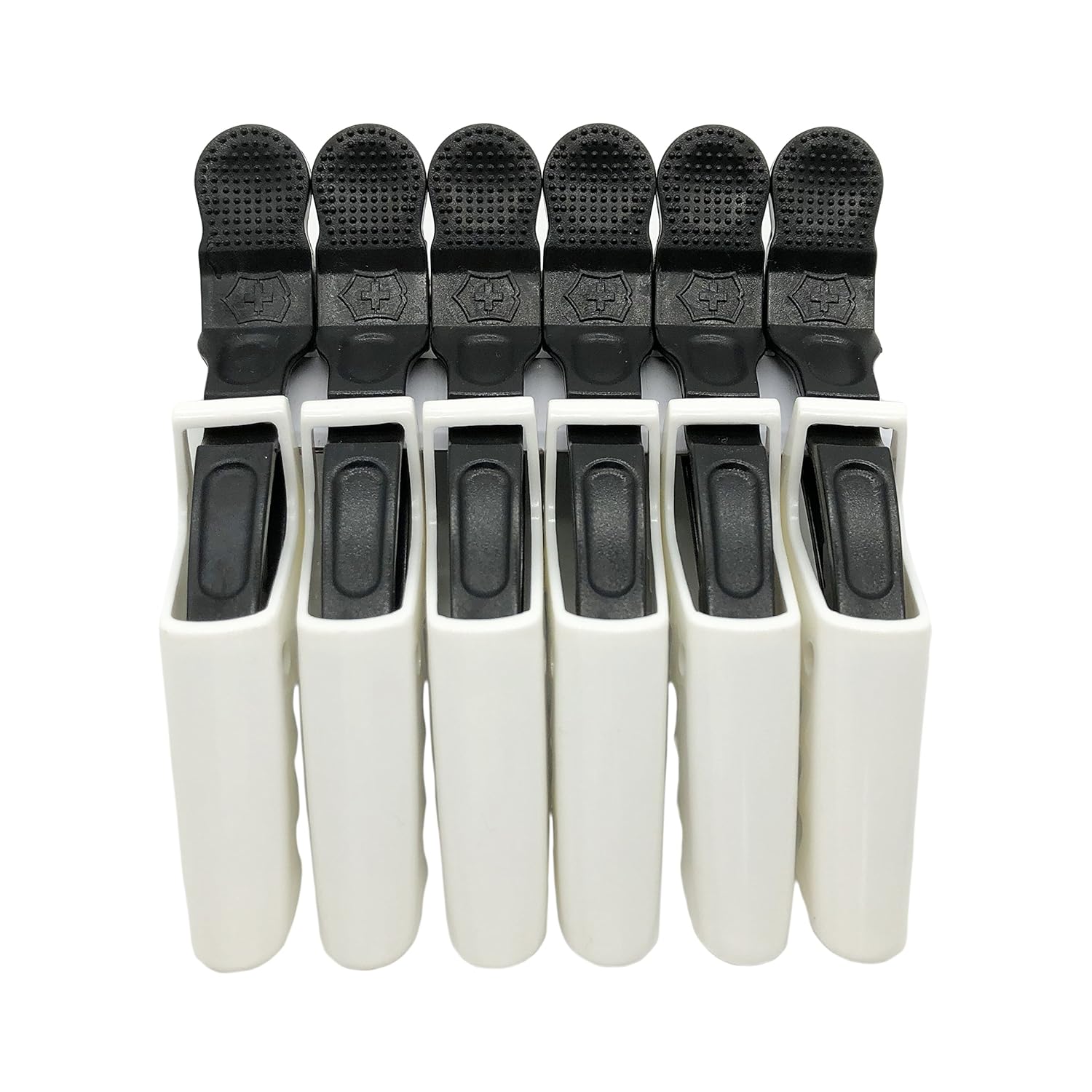 BEINY 6PCS Plastic Crocodile Hair Styling Clips with Non Slip Grip - Double Colored Barrettes for Thick Hair - Salon Sectioning Alligator Clips - DIY Accessories Hairpins for Women Girls (White)