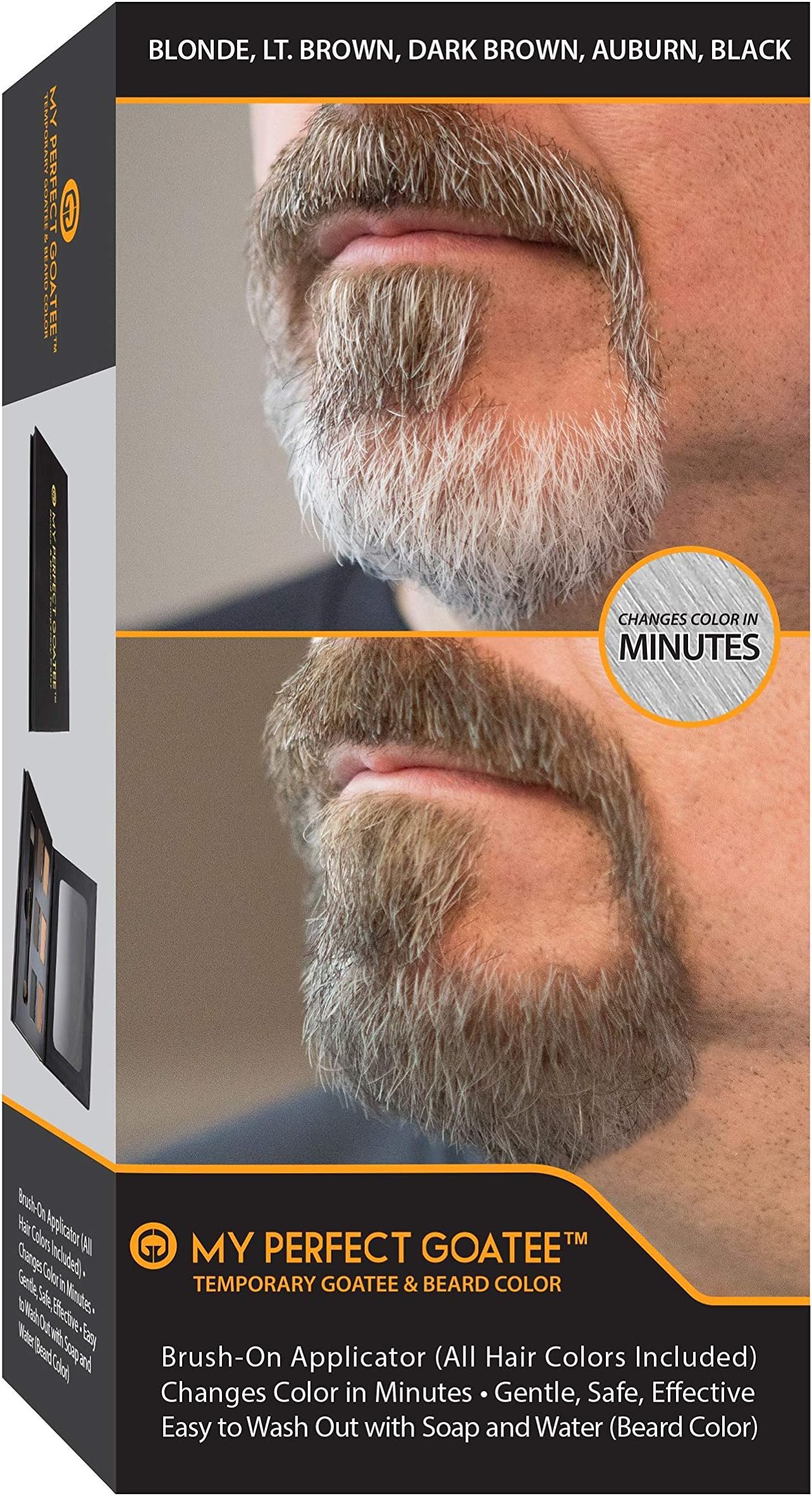 My Perfect Goatee & Beard Temporary Color (All Hair Colors Included) Brush-On Applicator | Changes Color in Minutes | Gentle, Safe, Effective | Easy to Wash Out with Soap and Water (Beard Powder))