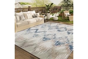 COCOER Outdoor Rug-Quick Dry Indoor Outdoor Area Rug-Grey Rugs for Living Room-Absorbent Patio Rug-Non Slip Outdoor Carpet-Morocco Washable Rug-Room Decor for Balcony Deck