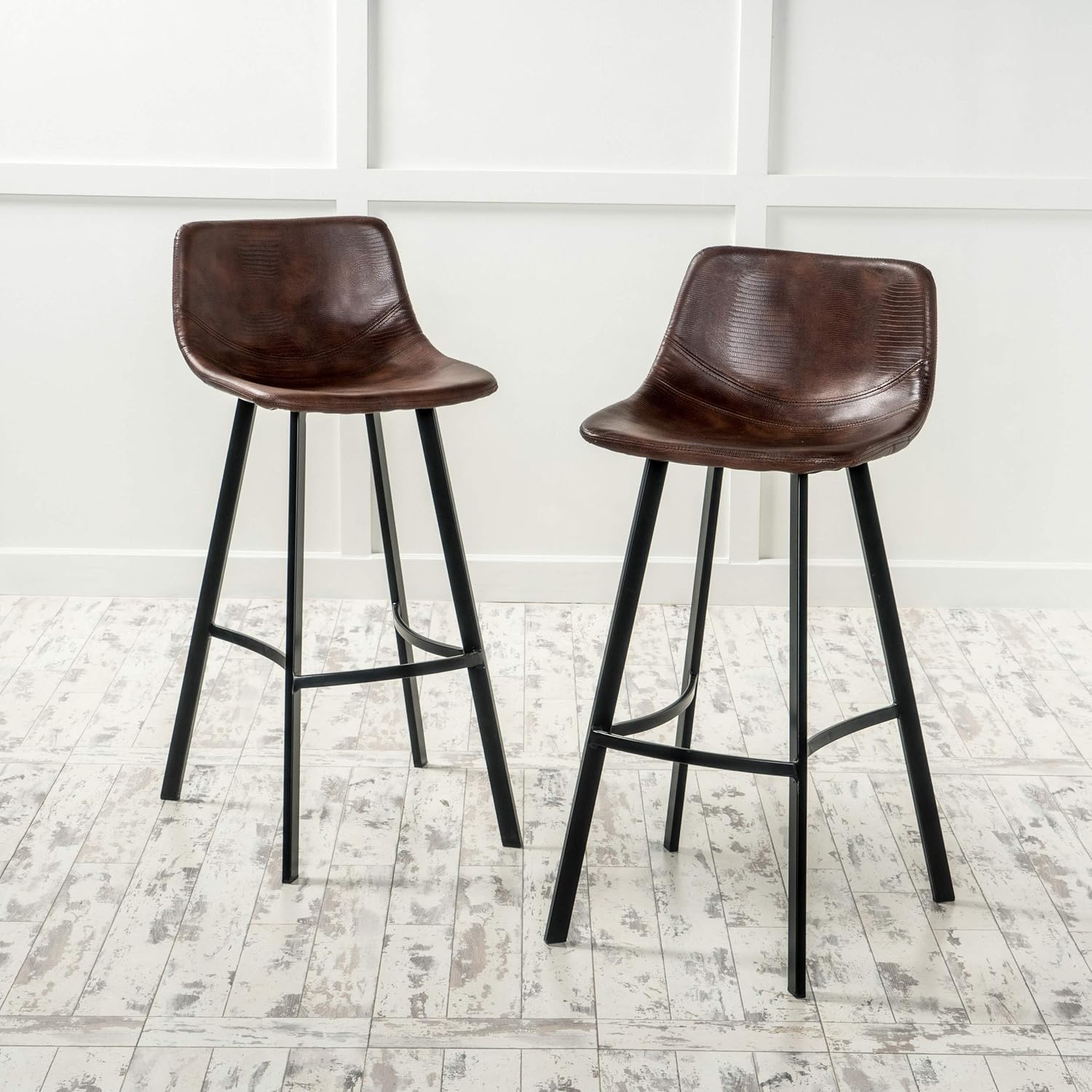 Christopher Knight Home Dax Barstools, 2-Pcs Set, Snake Skin Brown: Furniture & Decor