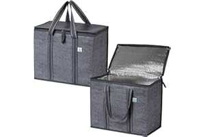 VENO 2 Pack Cooler Bag and Insulated Grocery Bags for Food Delivery, Collapsible Cooler Reusable Shopping Bags for Groceries 