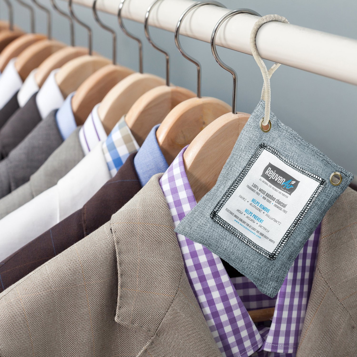 Bamboo Charcoal Air Purifying Bag (5 Pack 200g, 50g, 75g), Natural