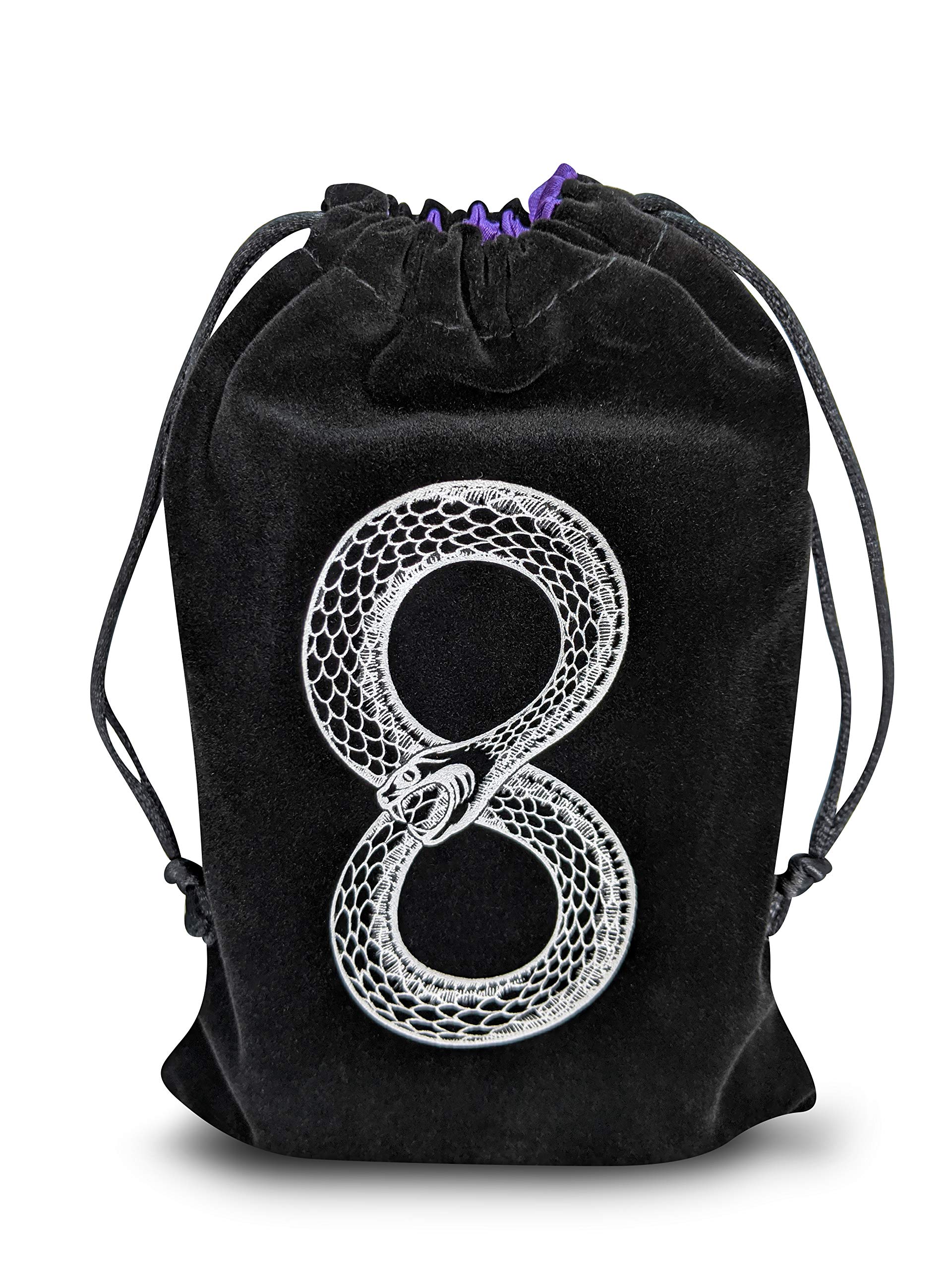 Miriyan Mystical Serpent Tarot & Dice Bag I Velvet & Satin Drawstring Pouch Ideal Size for Tarot Cards & Oracle Cards, DnD, D&D, Dungeons and Dragons Accessories, Runes & Jewelry I Travel & Gift Bag