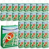 Acshio 50 Pieces Football Gift Bags, Paper Football Party Favor Goodie Bags with Handle, Sports Game Theme Rugby Candy Handbag Snack Bag Bulk for Party Gift, Treats