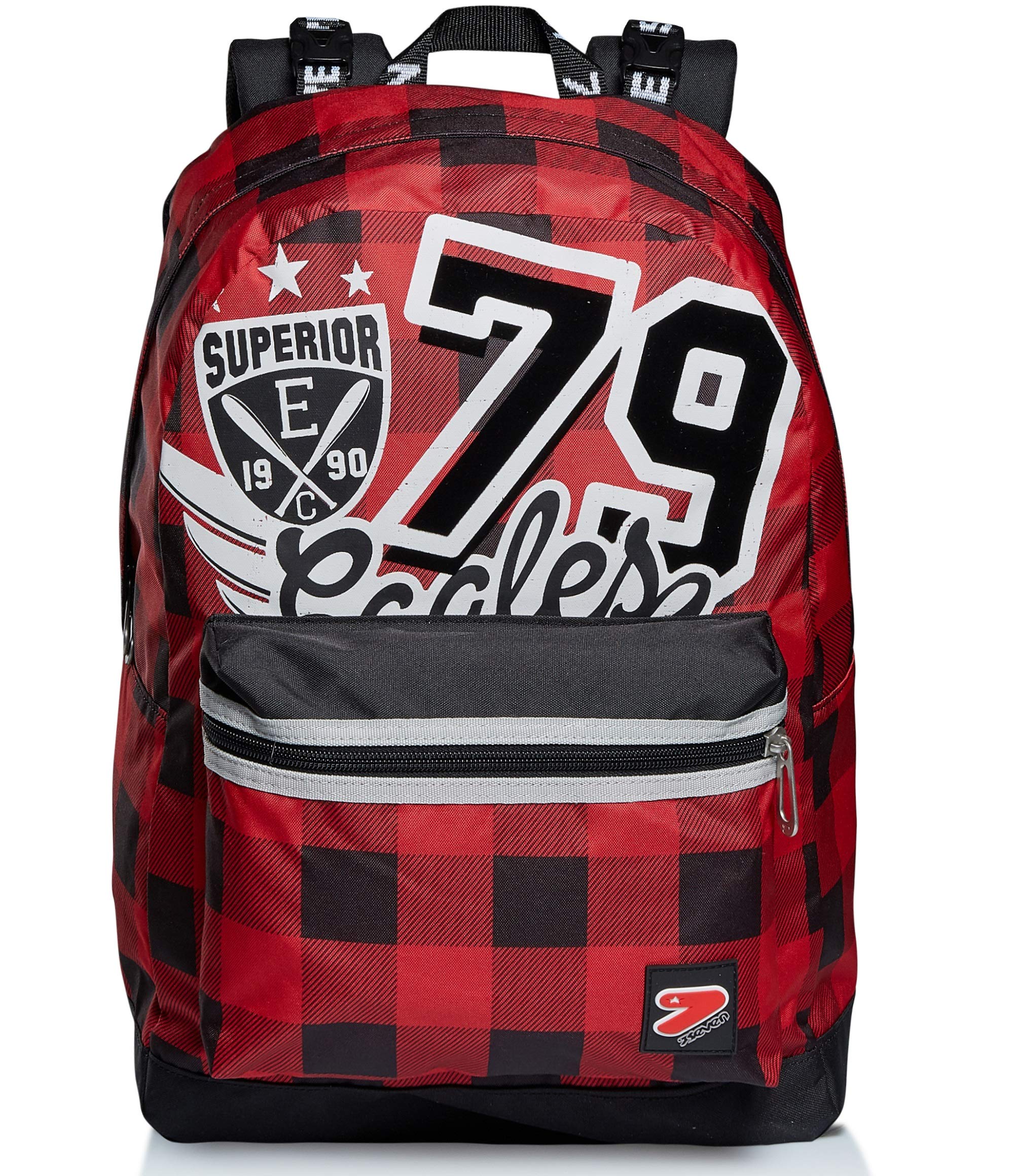 Seven Backpack, COLLEGE BOY, Eco-friendly Knapsack, Book Bag, for Teen, Girls&Boys, Large Capacity, For School, Sport, Free Time, Double-Sided, with Earphones, Italian Design, red