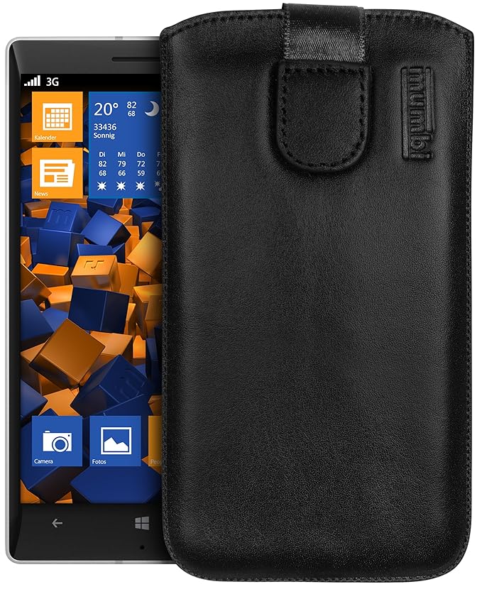 mumbi ECHT Ledertasche für Nokia Lumia 930 Tasche Leder Etui (Lasche mit Rückzugfunktion Ausziehhilfe)