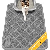 Conlun Cat Litter Mat Litter Trapping Mat, Premium Durable PVC Grid Mesh with Scatter Control, Non-slip, Less Waste Cat Litter Box Mat, Soft on Kitty&rsquo;s Paws, Urine Waterproof, 24" x 17" Grey
