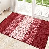 Kitinjoy Indoor Outdoor Door Mat, 32x20 Non-Slip Absorbent Dirt Trapper, Low-Profile Washable Inside Entrance Front Floor Mat, Sturdy Soft Entry Doormats for Entryway, Burgundy