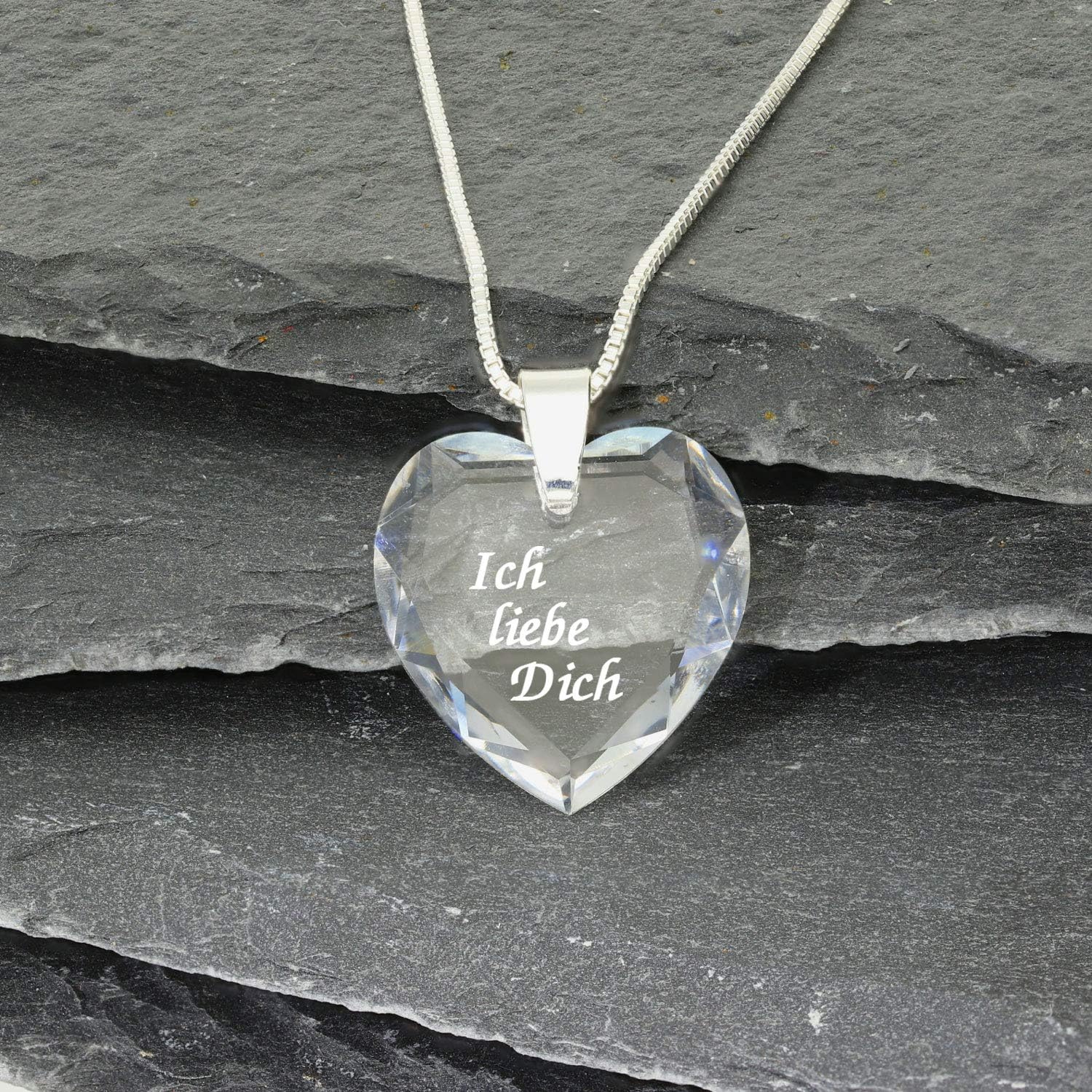 Damen Halskette 925 Silber Swarovski Elements Herz Anhanger Crystal Personalisierte Gravur Ich Liebe Dich Fur Den Lieblingsmensch Geschenk Fur Die Frau Oder Freundin Amazon De Schmuck
