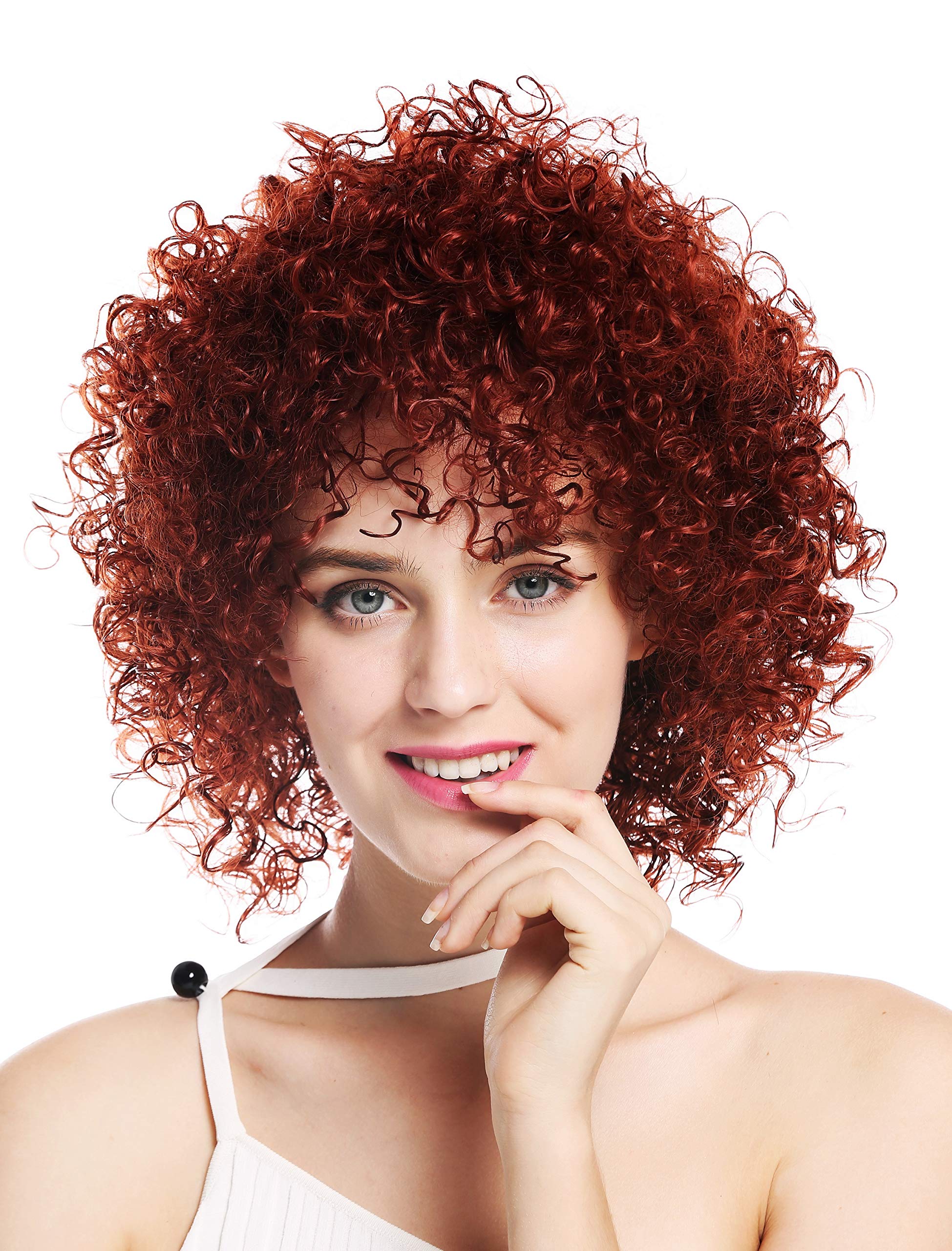 WIG ME UP - VK-11-350 women's quality wig short voluminous frizzy curly curls dark red copper red
