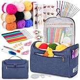 Aeelike Crochet Kits for Beginners Adults Kids, Complete Crochet Set, Navy | Crochet Kit for Beginners Young and Old, All-inclusive Kit with Crochet Hooks 655 Yards Yarn Instruction Knit Bag, Ideal Gift