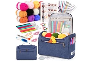 Aeelike Crochet Kit for Beginners Young and Old, First Crochet Kit for Adults Include 23pcs Crochet Hooks, 655 Yards Yarn Set for Crocheting, Instruction, Bag, Crochet Accessories and Supplies, Navy