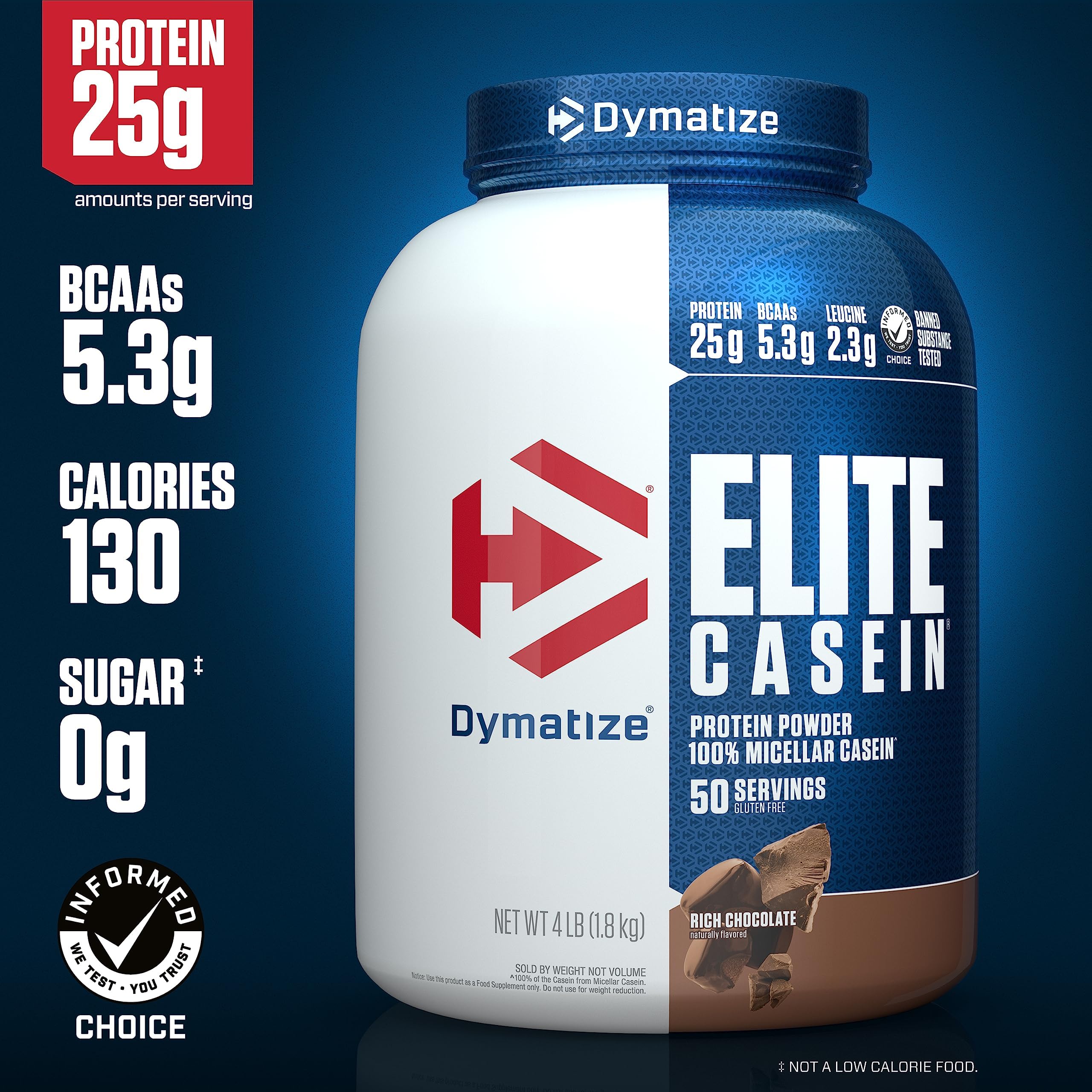 Dymatize Elite Casein Protein Powder, Slow Absorbing with Muscle Building Amino Acids & ISO 100 Whey Protein Powder with 25g of Hydrolyzed 100% Whey Isolate, Chocolate Peanut Butter, 5 Pound