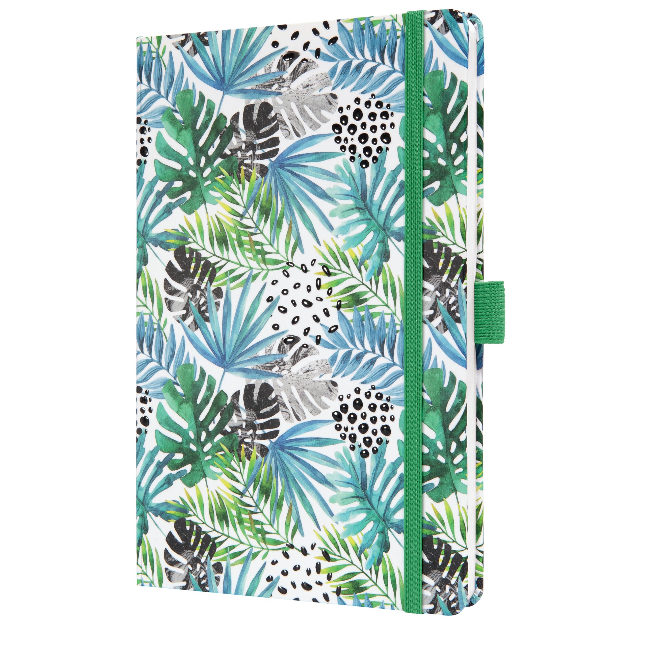SIGEL J5355 Jolie Weekly Planner 2025, Design Green Jungle Fever, 13,5 x 20,3 cm, hardcover, 174 Pages, Green, Light Blue