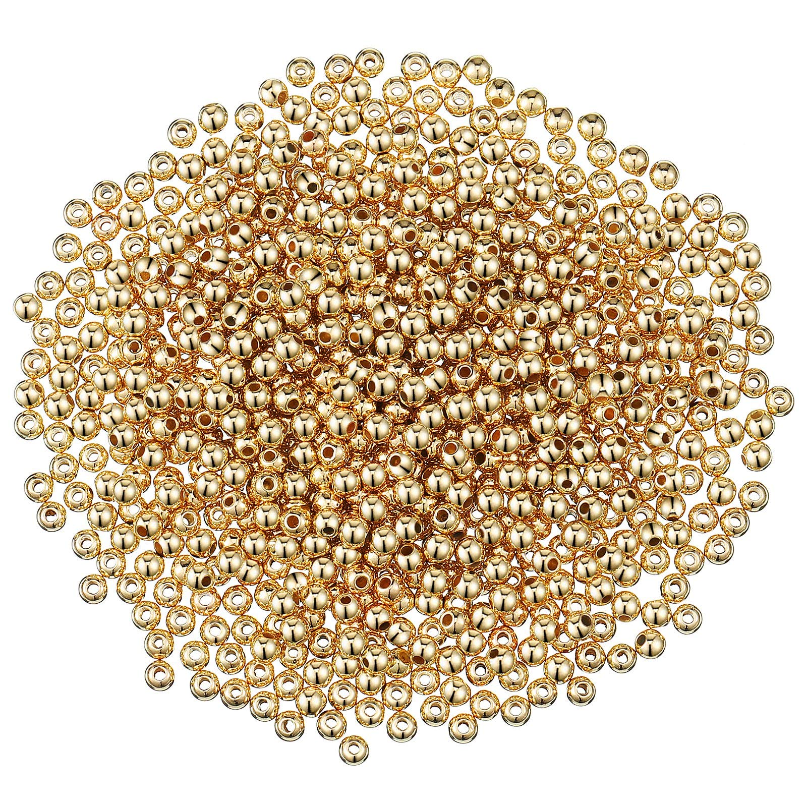 3000 Pieces 4 mm Smooth Round Beads Small Spacer Beads Round Ball Beads Seamless Smooth Loose Beads for Bracelet Necklace Jewelry DIY Crafts Making (Gold)