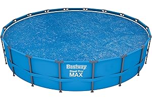 Bestway Flowclear 18 Foot Round Solar Heat Secure Pool Cover for Above Ground Swimming Pools with Storage Bag, Blue (Cover Only)