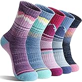 Sandsuced Merino Wool Hiking Warm Socks Thermal Winter Cozy Crew with Cushioned Sole & Moisture Wicking 5 Pairs for Women