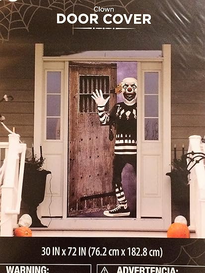 Amazon Com Halloween Scary Clown Door Cover 30 X 72 Toys Games