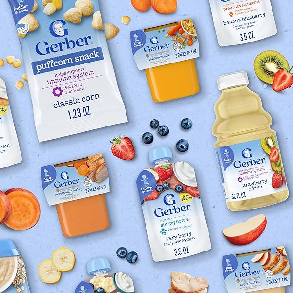 GERBER TODDLER JUICE, STRAWBERRY & KIWI, WATER AND FRUIT JUICE BLEND, TODDLER DRINK, 6PK