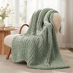 Amélie Home Chunky Knit Blanket Throw, Thick Soft