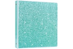 NatureTouch 3 Ring Binder, Glitter 1 Inch Organizer (10.5'' x 11.5'') Holds 8.5’’ x 11’’ Letter Size 300 Pages, Waterproof Durable View Binder, 1 Pack, Blue