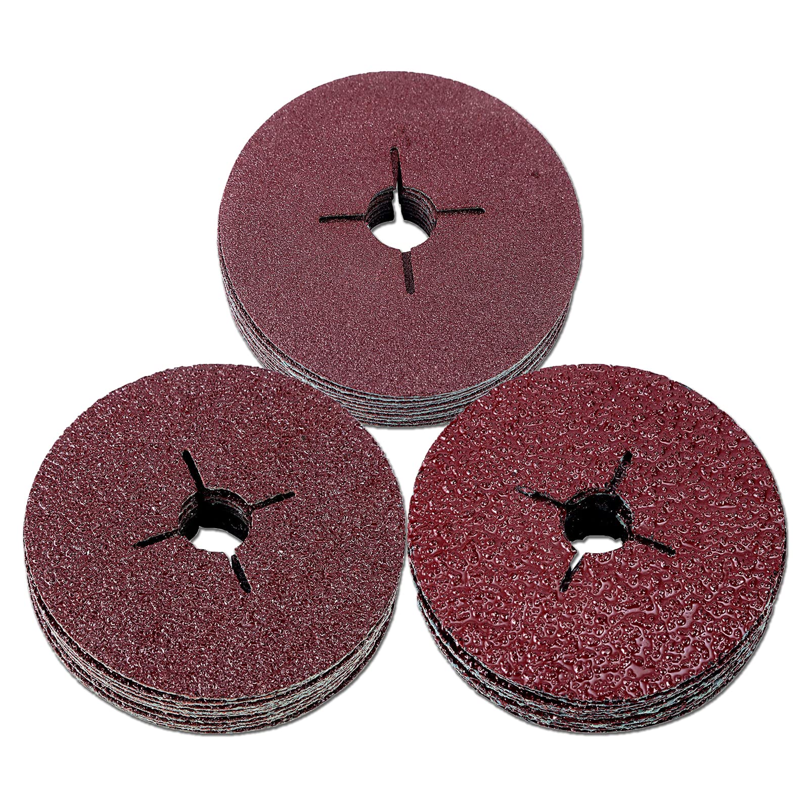 Dyna-Living 60Pcs 115mm Fiber Sanding Discs for Angle Grinder for Wood and Metal - 24 36 60 Grits