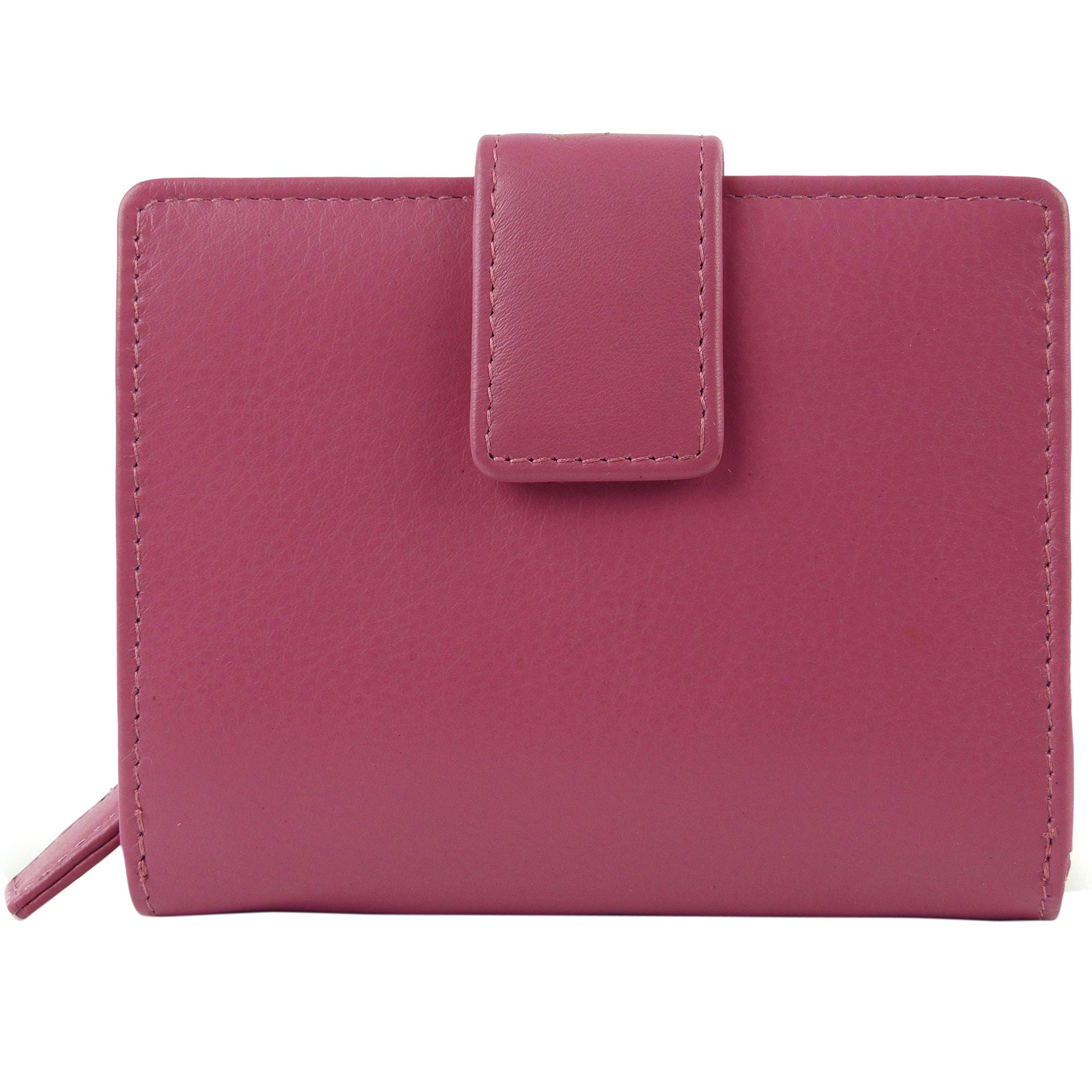 Prime Hide Ladies Compact Leather Purse/Wallet Quality Gift Colourful (Fuchsia)