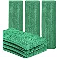 Matthew 18'' Microfiber Mop Replacement Pads for Wet Dry Reusable Mops Floor Home Commercial Cleaning Refills, Machine Washable Compatible with Bona Mop&Any Microfiber Flat Mop System Green (3 Pack)