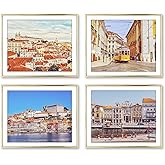 Vintage Vibrant Portugal Photography Photographic Prints, Set of 4, Unframed, Porto, Lisbon, Beach Coastal Art Decor Poster Sign, 5x7