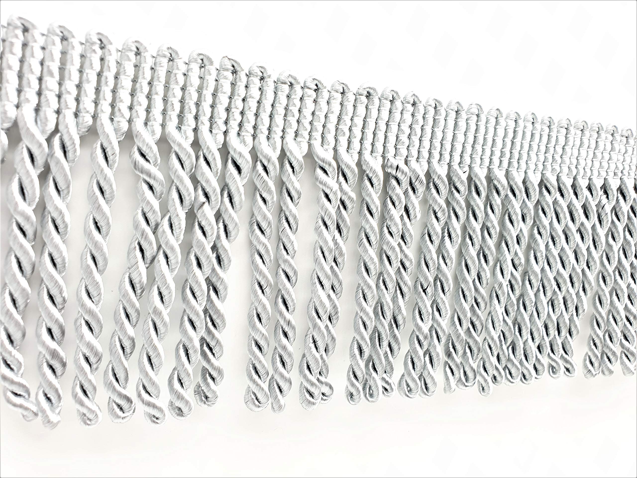 10metres Bullion Fringe 10cm Wide, Upholstery Fringing Trimming by MNJ Trimmings (Silver)