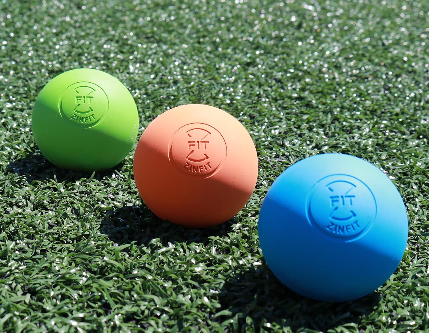 Premium Lacrosse Massage Balls Set by ZinFit - Lacrosse Ball for Myofascial Release, Trigger Point Therapy, Muscle Knots, Roller Yoga Therapy Massager Hard & Firm Rubber - Pack of 2 (Orange Blue): Health & Personal Care