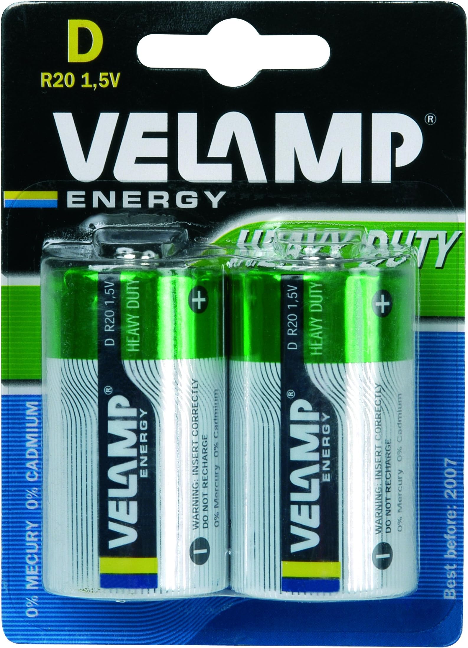 Velamp R20/2BP flashlight battery R20 D, Heavy Duty, Green (Pack of 10 x 2)