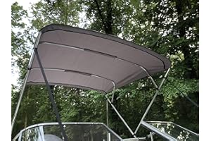 Cypress Rowe Outfitters Replacement Bimini Top Canvas with Boot, Grey, 8' Long x 8.5' Wide, 16oz, 4 Bow, fits 97-103" Width