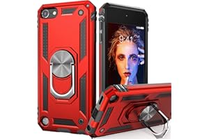 IDweel iPod Touch 7 Case, iPod Touch 6 Case with Car Mount,Hybrid Rugged Shockproof Protective Cover with Built-in Kickstand for iPod Touch 5 6 7th Generation, Red