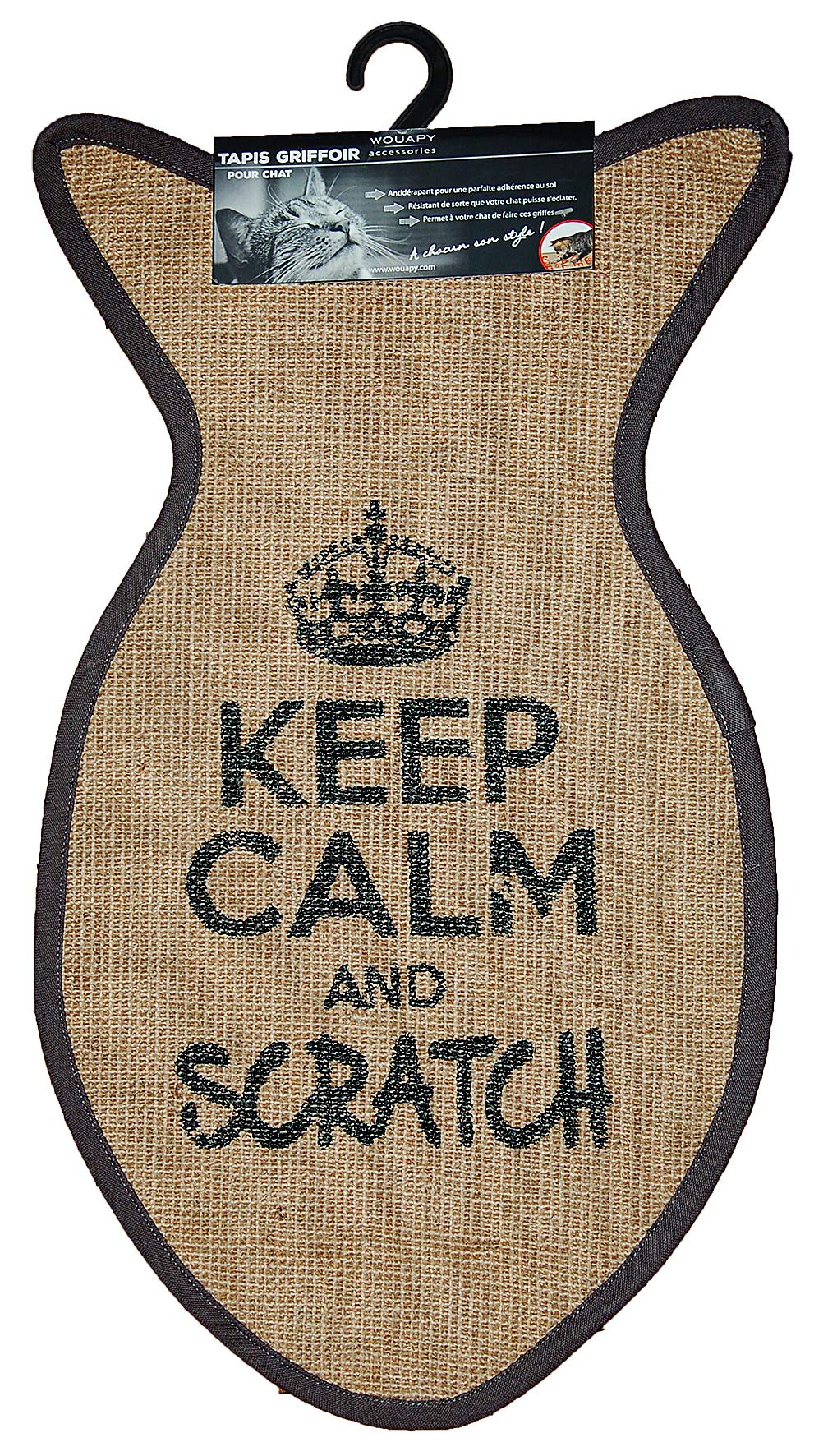 Wouapy Fish scratching mats in sisal, design scratcher with grey writing,