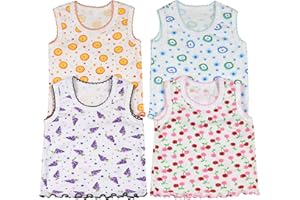 ToBeInStyle Girl's 4 Pack Ruffle Hem Cotton Tank Tops