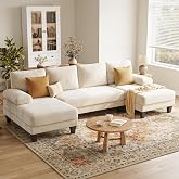 TROMIRY U-Shaped Sectional Couches for Living Room | 112 Inch Modern Sectional Couch | Warm White Chenille Sofa with Double Chaise for Apartment