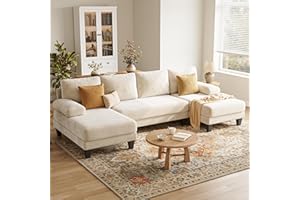 TROMIRY U-Shaped Sectional Couches for Living Room | 112 Inch Modern Sectional Couch | Warm White Chenille Sofa with Double Chaise for Apartment