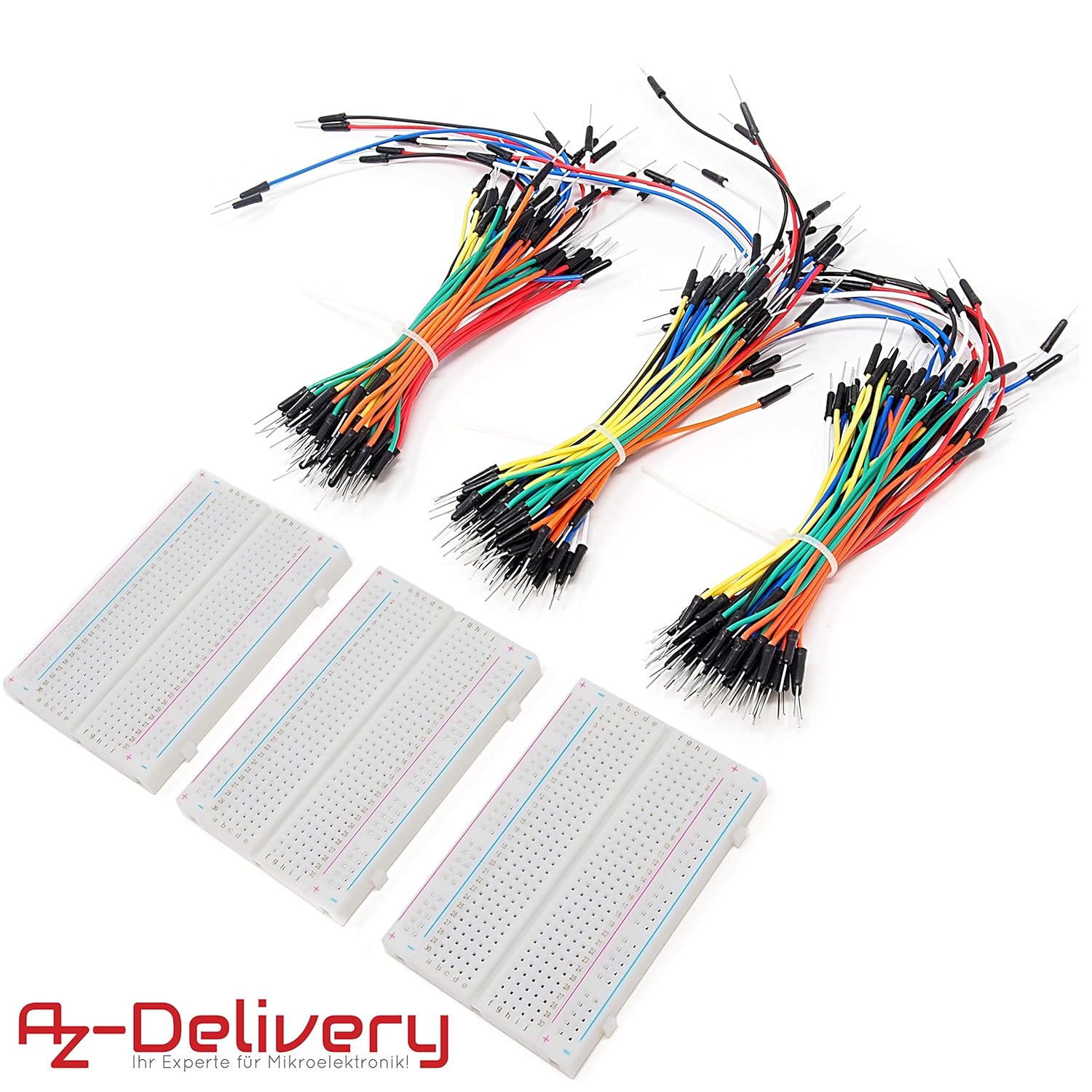 AZDelivery ⭐⭐⭐⭐⭐ Breadboard Kit 3 x 65 Jumper Wire Cables de Puente