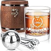 LIGHTEN LIFE 30th Birthday Gifts for Men,1996 Whiskey Glass Set in Barrel Box,30 Years Old Gifts,30th Birthday Gift Ideas for Dad Husband