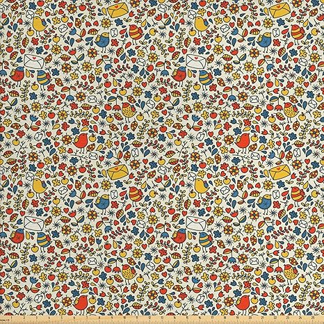 Amazon Com Ambesonne Autumn Fabric By The Yard Romantic Fall Season Theme Nature Wildlife Pattern Love Letters Birds And Foliage Decorative Fabric For Upholstery And Home Accents 3 Yards Multicolor