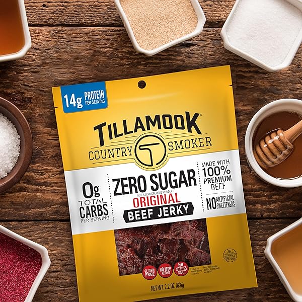 TILLAMOOK COUNTRY SMOKER KETO FRIENDLY ZERO SUGAR BEEF JERKY, ORIGINAL, 6.5 OUNCE