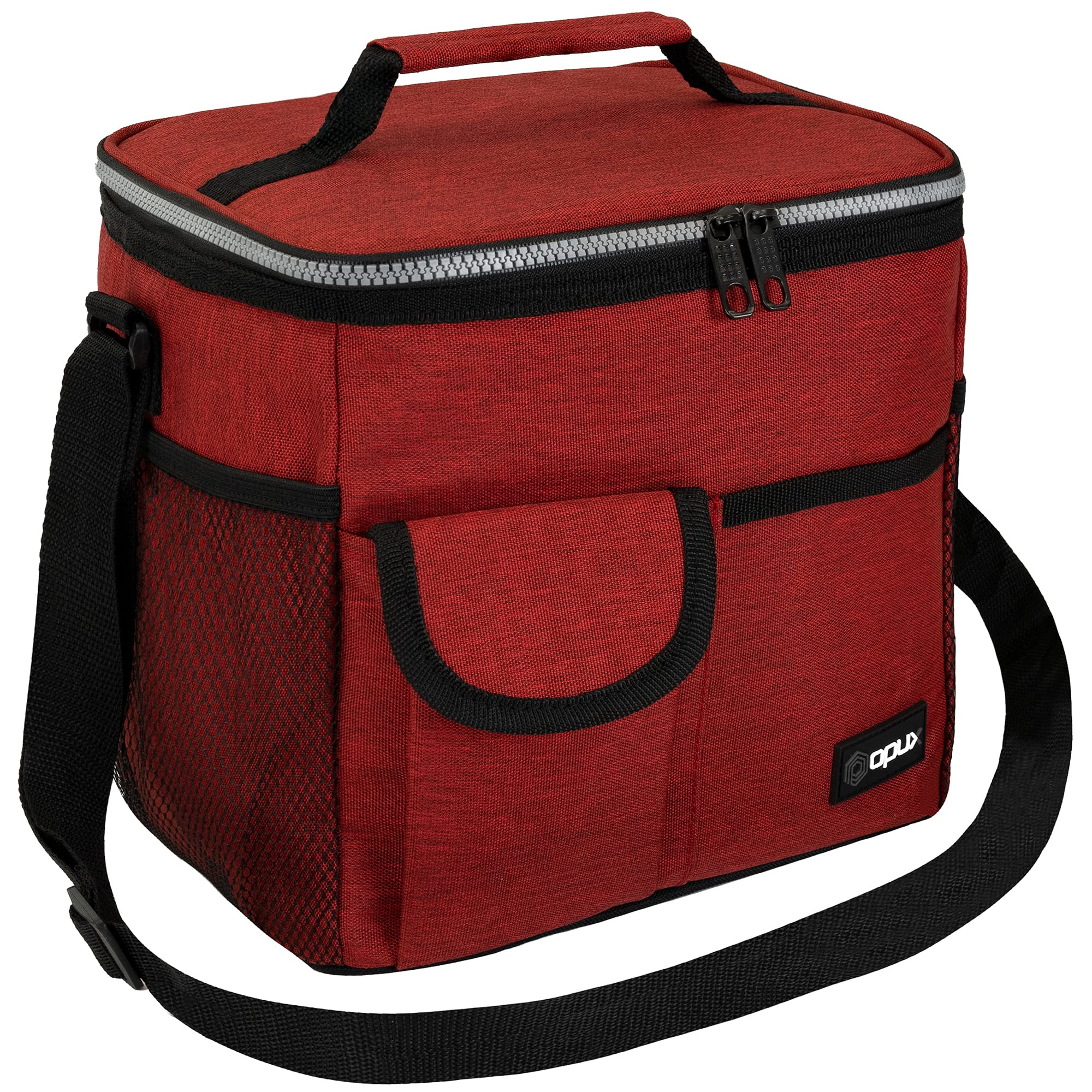 Photo 1 of opux Insulated Lunch Bag for Men Women, Leakproof Heather Red Lunch Box for Work, Portable Soft Lunch Cooler Bag with Shoulder Strap, Adult Lunchbox Lunch Pail for Kid Boy Girl School, 18 Can/10L