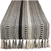 DII Braided Stripe Table Runner, 15x72 with 2.5" Fringe, Black