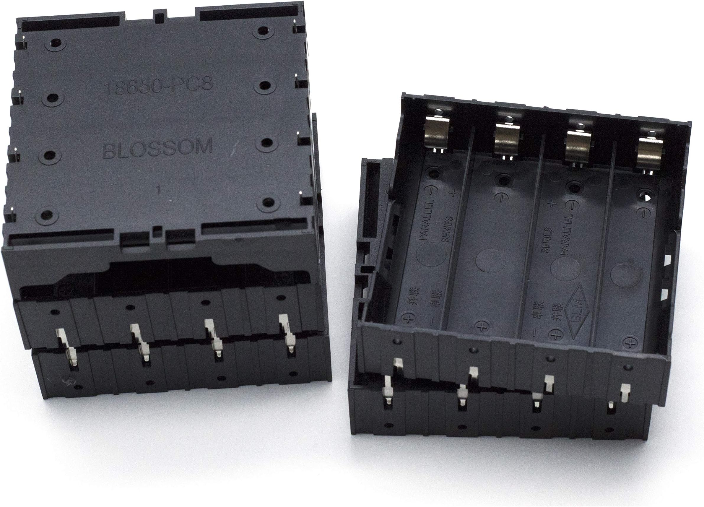 Aodesielectronics Plastic DIY Battery Plastic Case Holder Storage Box 4 x 3.7V 18650 Black Pack of 5