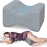 SweetSlubr Memory Foam Knee Pillow for Side Sleepers, Support Leg Pillow for Side Sleeping, Smooth Spine Alignment Pillow, Cushion for Hip, Back, Sciatica, Knee, Joints Pain Relief, Gray