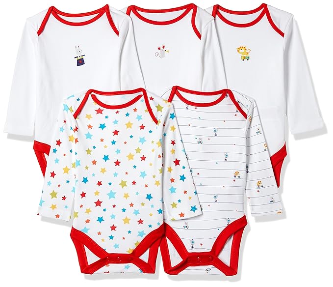 Regular Fit Cotton Bodysuit (Pack of 5)