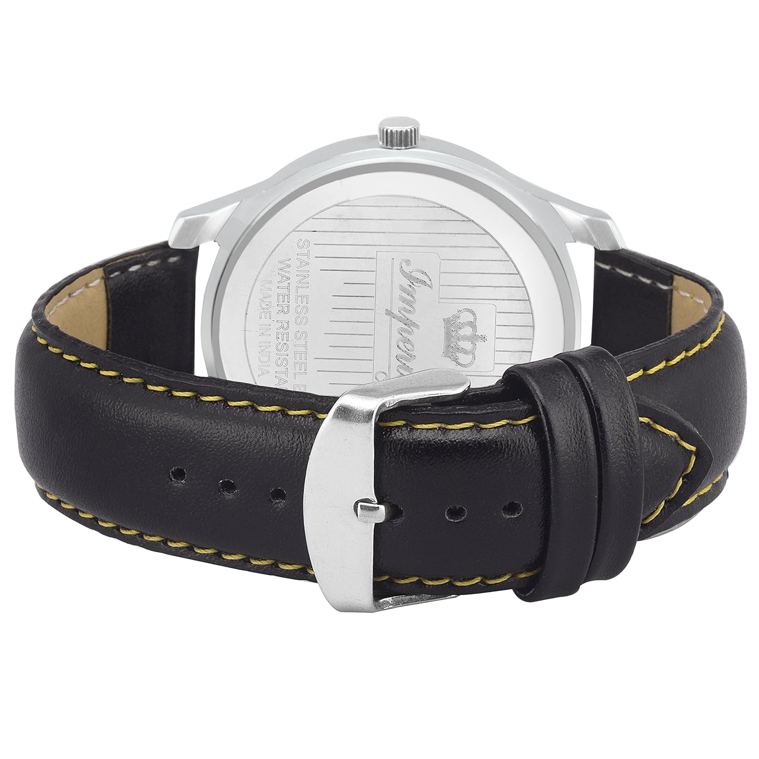 imperial club men's black glossy compass dial impression premium analog watch (wtm-032)