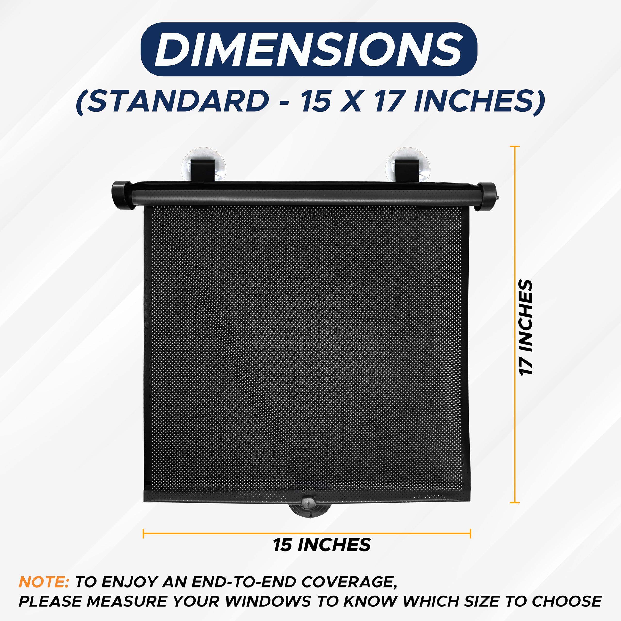 EcoNour Car Window Shades for Baby (2 Pack) - Upgraded | Shades for Side Window | Comes with Enhanced Suction Cups & Large Clips for Durability | Baby Car Accessories (15